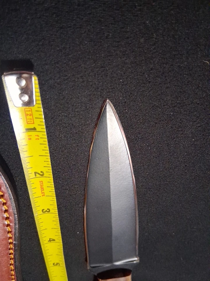 VINTAGE HANDMADE 1 of a KIND ALANZO KNIVES USA FIXED BLADE DBL EDGED KNIFE w/... - Image 2 of 4