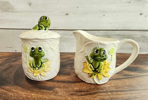 Sears Roebuck & Co Vintage 1978 Made in Japan Frog Creamer Sugar Bowl Lid