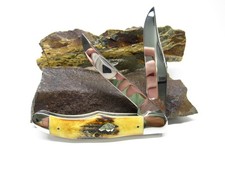 VINTAGE KA-BAR STAG 1977 X11/77 LARGE DOG HEAD FOLDING HUNTER KNIFE MINT COND!