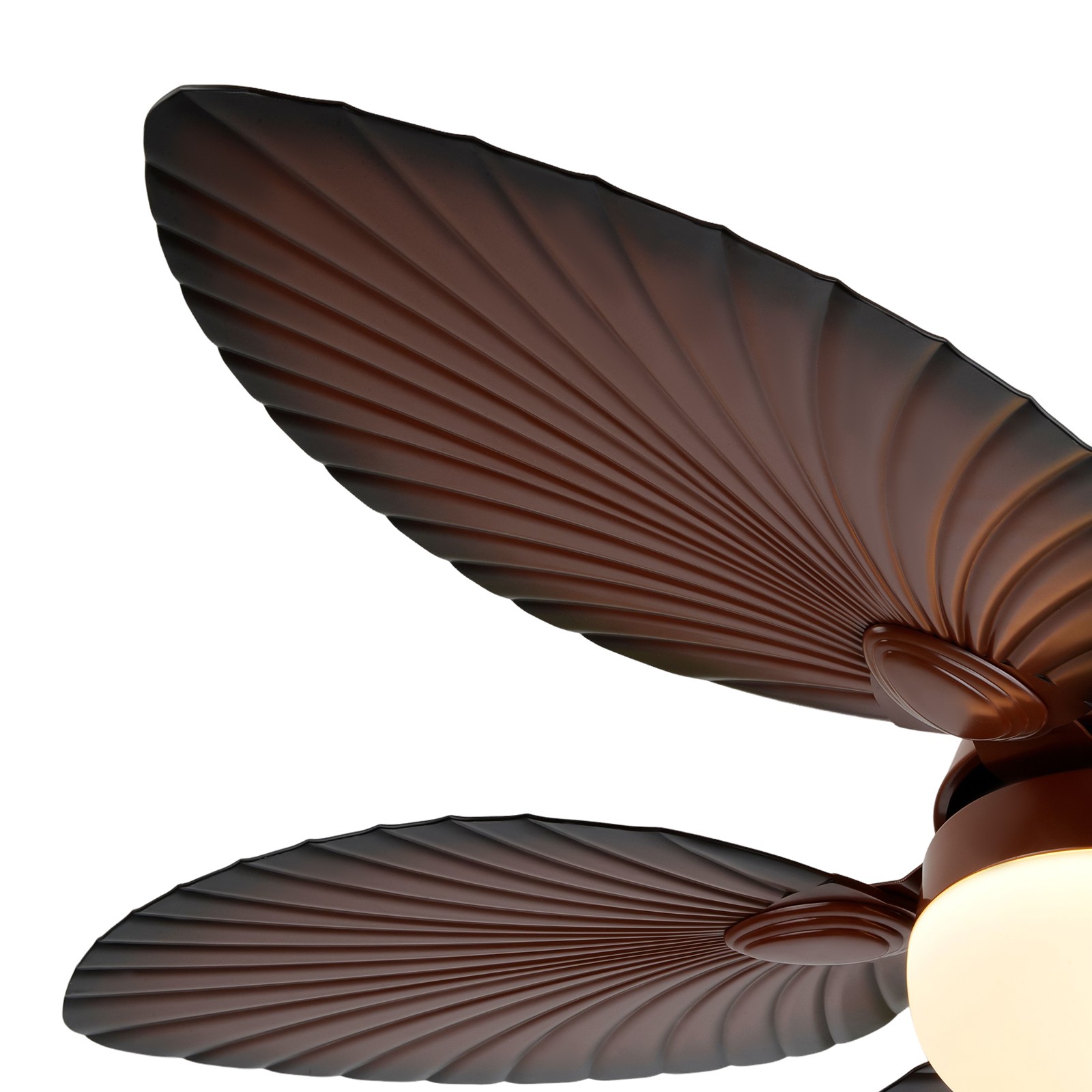 52" Tropical Ceiling Fan Light Retractable 5 Palm Leaf Blades w/ Remote Control