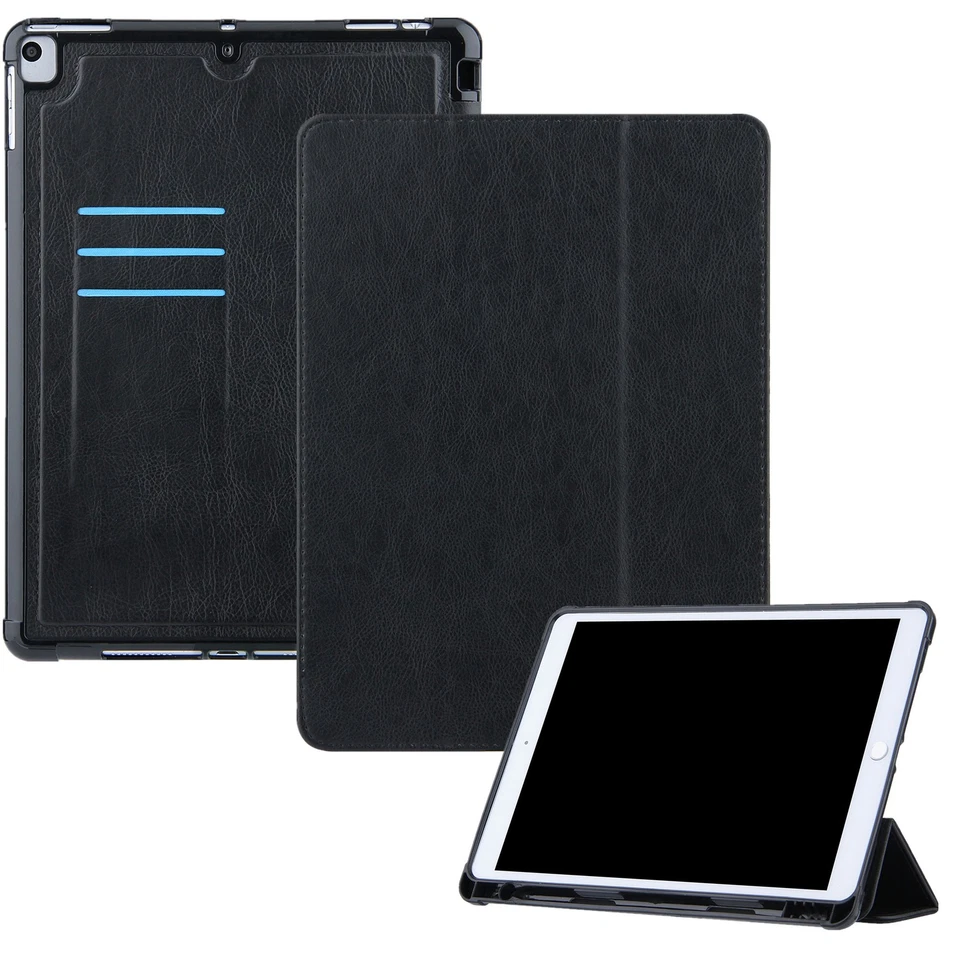 Funda inteligente de cuero con soporte triple triple para iPad 5ª 6ª 7ª 8ª 9ª generación Foto 3 de 4