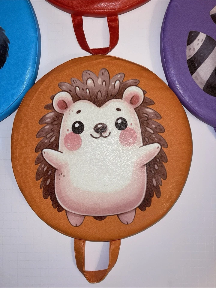 Juego de cojines de piso para niños pequeños 11-1/2” diámetro 1” asas gruesas animales de zoológico colorido Foto 4 de 4