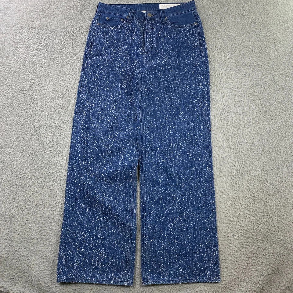 rag and bone Logan Mid Rise Wide Leg Jeans size 28 FITS 31 Midtweed Denim Blue - Image 2 of 4