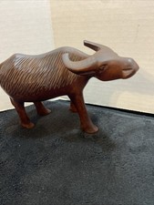 Vintage Iron Wood Water Buffalo Small Figurine Asian Sculpture Hand Carved
