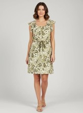 Ann Taylor LOFT Animal Print Waist Tie Ruffle Flutter Sleeve Shirred Dress 10