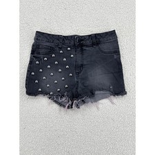 Sneak Peek Women's Size M Studded Distressed Y2K Black Cut Off Jean Shorts