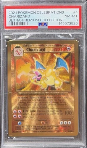 PSA 8 Gold Metal Charizard Pokemon Celebrations Ultra Premium Collection UPC #4