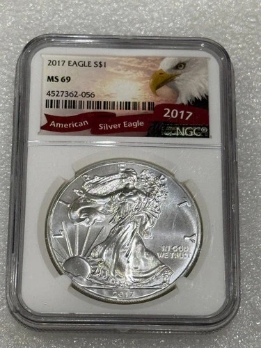 2017 SILVER EAGLE  NGC MS 69 EARLY RELEASES ~~ RARE BALD EAGLE LABEL (056)