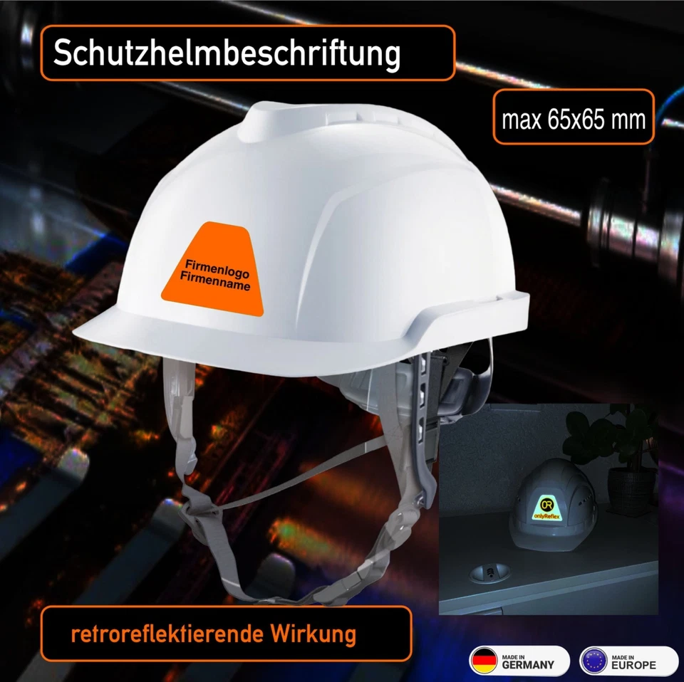 Schutzhelm Bauhelm - Helmbeschriftung "Ihr Logo"  reflektierende Aufkleber - Bild 1 von 2