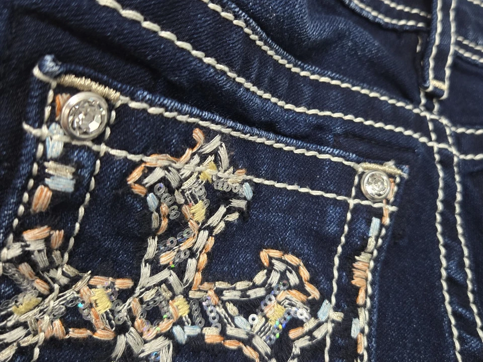 Pantalones de mezclilla elásticos azules capri Miss Me Girls JK7584P2 talla 10 diseñados brillantes EE. UU. Foto 4 de 4