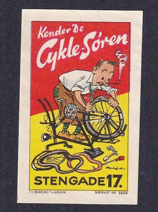 Denmark Poster Stamp  STENGADE BIKE BICYCLE REPAIR SERVICE