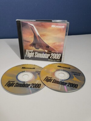 Microsoft Flight Simulator 2000 PC 1999 2 Discs set  - minor scratches