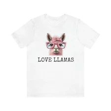 Custom Llama “Love Llamas” Women’s Shirt Jersey Short Sleeve Tee