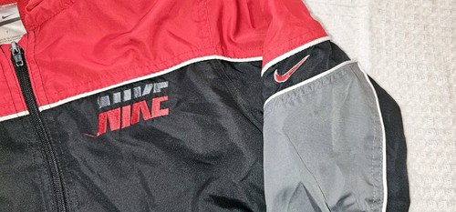 Vintage Nike Spell Out Logo Full Zip Black Hooded Light Jacket Size 7 Kids - Picture 4 of 11