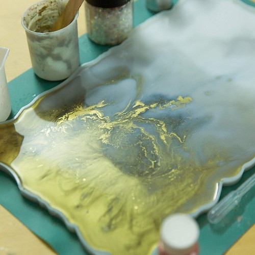 Tray Mold Geode Agate XL Silicone Tray Mold & Gold Handles with A3 Extra Larg... - Picture 6 of 7