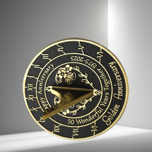 Anniversary Sundial Gift for 50th Golden Wedding Anniversary in 2025 | 8" inch - Picture 5 of 7