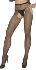 sexy ELEGANT MOMENTS fishnet SUSPENDER open CENTER stockings PANTYHOSE tights