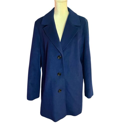 J.Jill blau Wollmischung Single Button Down Peacoat Jacke Mantel Größe Large Taschen