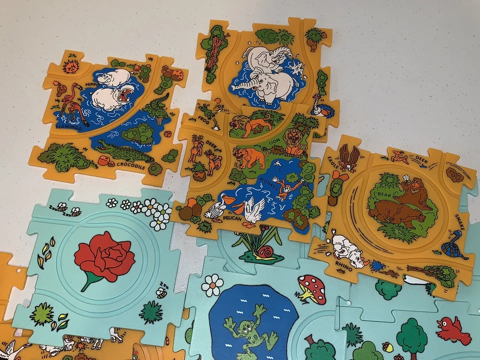 Puzzle Track Animals and Scenery 16 Pieces Snap Together Toy Playset 5" Assorted - Image 3 of 4