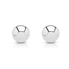 14Kt Solid White Gold Ball Stud Earrings sizes 3mm - 14k Backing