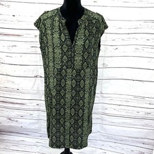 Anthropologie Rachel Tunic Dress Womens Size S Green Oversized V-Neck