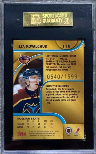 2001-02 TOPPS RESERVE /1599 ILYA KOVALCHUK RC SGC 9 - Picture 2 of 2