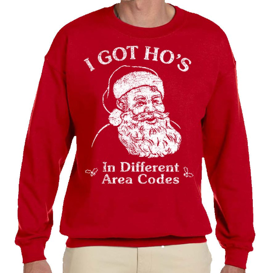 SANTA Ugly Christmas Sweater Got Hos NEW Gildan 50/50 Fleece