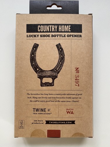 Twine Lucky Horseshoe Bottle Opener Open Here Cast Iron Beer Wall Mount Rustic - Picture 3 of 10