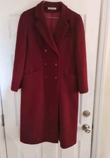 Forstmann Vintage Cedarhurst Classics Women's Maroon Red Trench Coat Wool 8