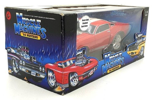 Muscle Machines 1/18 Scale Model Car 61189 1966 Ford Mustang Red/ White Stripes - Picture 5 of 5