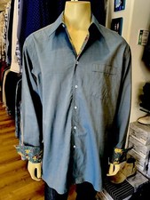 KENZO Homme NEW Comfort Fit Blue Cotton Button Front Casual Shirt Sz 44/17.5