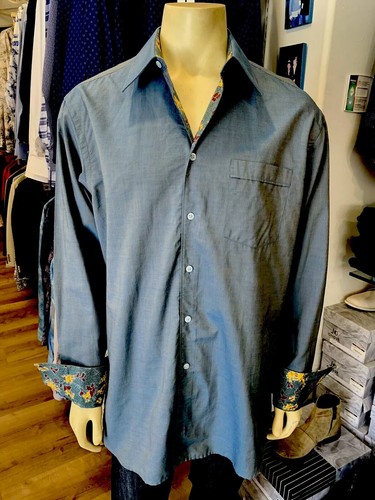 KENZO Homme NEW! Comfort Fit Blue Cotton Button Front Casual Shirt Sz 44/17.5 
