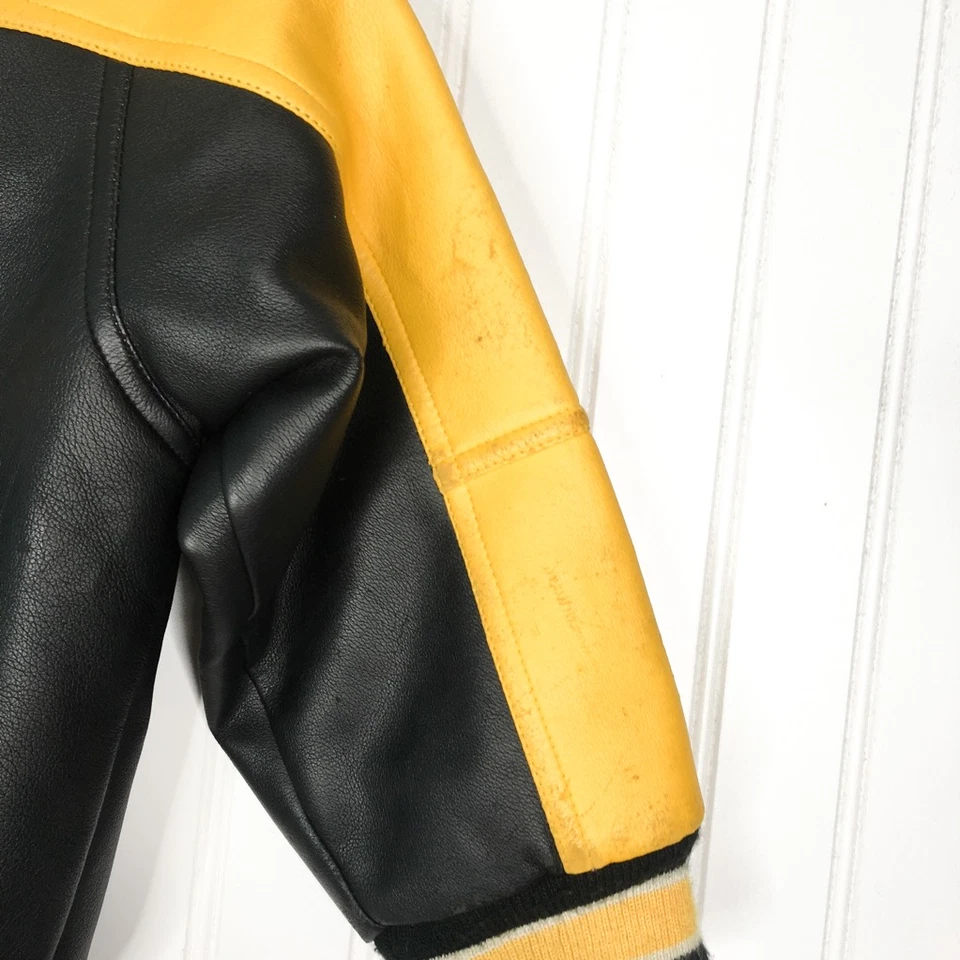 Jeff Gordon 24 Boys Chase Authentics Jacket Yellow Black Faux Leather Snap 4 - Image 4 of 4