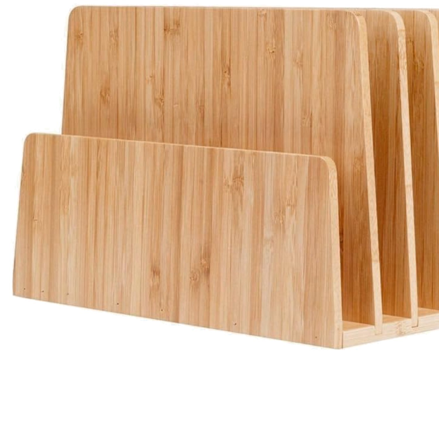 Elegant 5-Slot Bamboo Desktop File Organizer with Non-Slip Rubber Feet