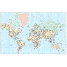 Advantus Laminated World Wall Map 97644  NEW