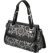 Petunia Pickle Bottom Soho Satchel Handbag Purse Black Lotus Pattern