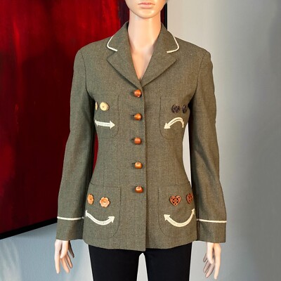 MOSCHINO Cheap & Chic wool blazer olive green with Nuts