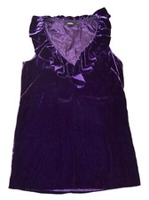 Ralph Lauren Womens Ruffle Sleeveless Velvet Purple Cocktail Sheath Dress 4 $295