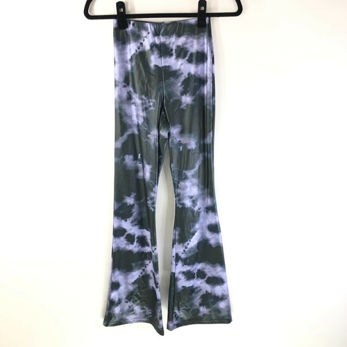 Topshop Womens Pull On Pants Flare Leg Tie Dye Stretch Purple Black 4 Petite - 第 1/6 張圖片