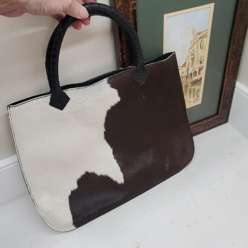 Serapian Milano Animal Hide Tote Bag Purse Made In Italy Brown & White - Picture 14 of 24