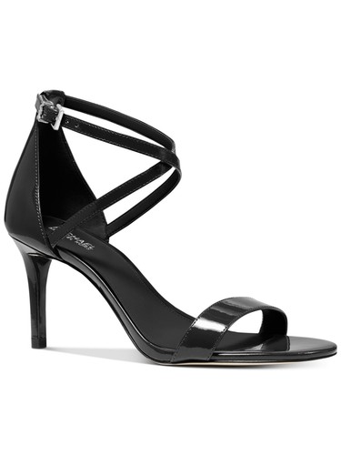 MICHAEL KORS Womens Black Crisscross Ava Round Toe Stiletto Leather Sandals 10