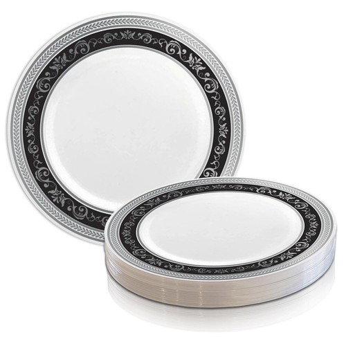 Elegant Royal Design Disposable Plastic Plates Wedding Party Value Sets 120 PCS - Picture 23 of 34
