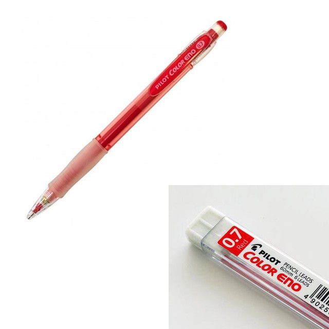 Red Color Pilot Eno 0.7mm Mechanical Pencil + lead refills eBay