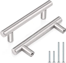 Probrico (10 Pack 3 Inch Hole Centers Euro T Bar Cabinet Pulls Stainless Steel K