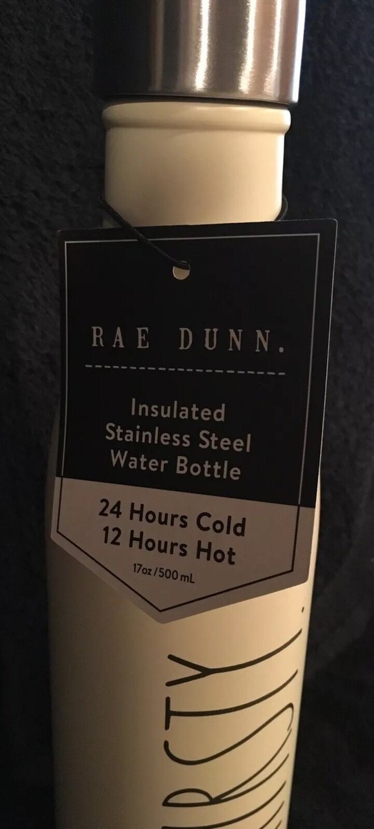 Bouteille Isolée Rae Dunn GULP 17 Oz - Acier Inoxydable Blanc, Neuve