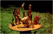 Seal & Elephant Tom Gaskins Cypress Knee Museum Palmdale FL 1973 Chrome Postcard