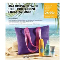 Avon Set Lozione Crema Solare Viso E Corpo SPF50 Spray Doposole E Borsa Mare