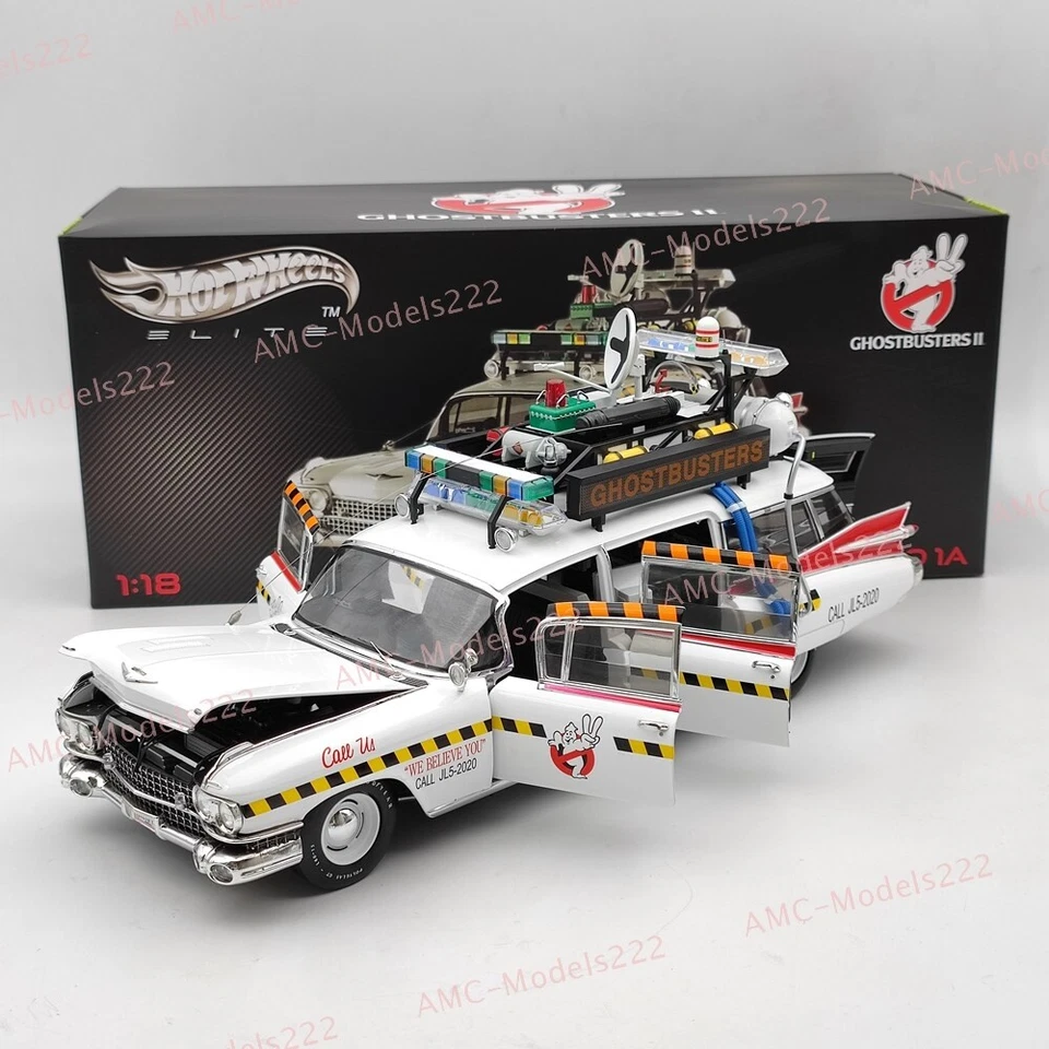 HOT WHEELS 1/18 Elite Cadillac GhostbustersII ECTO 1A X5470 Diecast Model Car US - Image 2 of 4