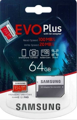 SAMSUNG EVO Plus Micro SD Karte 64GB Class10 SDXC Speicherkarte Memory Card