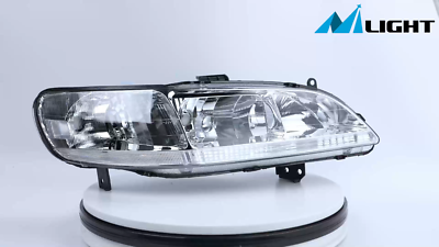 Pair Of Chrome Amber Headlight Assemblies For 1998-2002 Honda Accord - Direct Replacement